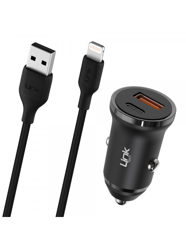 LinkTech C485e 20W PD Type-C + USB Araç Şarj Cihazı + Lightning Kablo S&hellip;